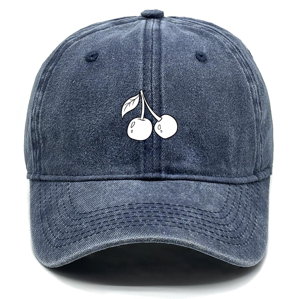 

Белая бейсболка-снэпбэк с принтом вишни, фруктовая папина шляпа, унисекс, простая, солнцезащитная, из неэластичной ткани, регулируемая бейсболка as the picture темно-синий