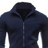 Hanorac pentru bărbați, culoare uni, croială slim, stil streetwear, cu fermoar și bordură striată, pentru purtare zilnică