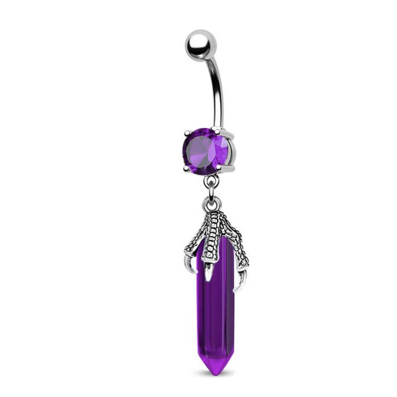 Purple Series Belly Button Ring Set: Stainless Steel Claw Piercing Jewelry