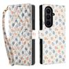 White Leather Colorful Flowers Wallet Flip Phone Case For Samsung Z Fold 7 6 5 4 5G Soft Wrist Strap Shockproof Cover