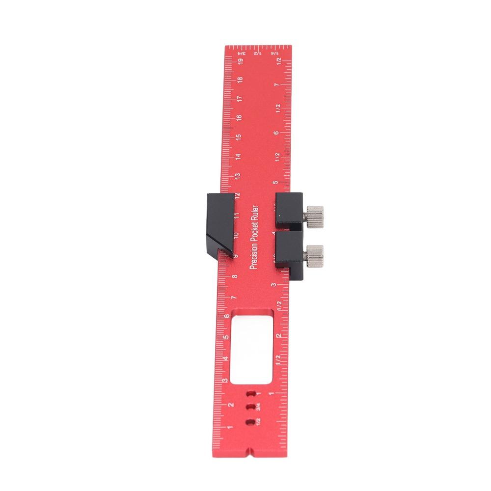 3 pcs Aluminum Alloy Precision Pocket Ruler Set Slide Stop / Sliding Stop Inch and Metric T-Type Scribing Ruler Metal Slide Rule