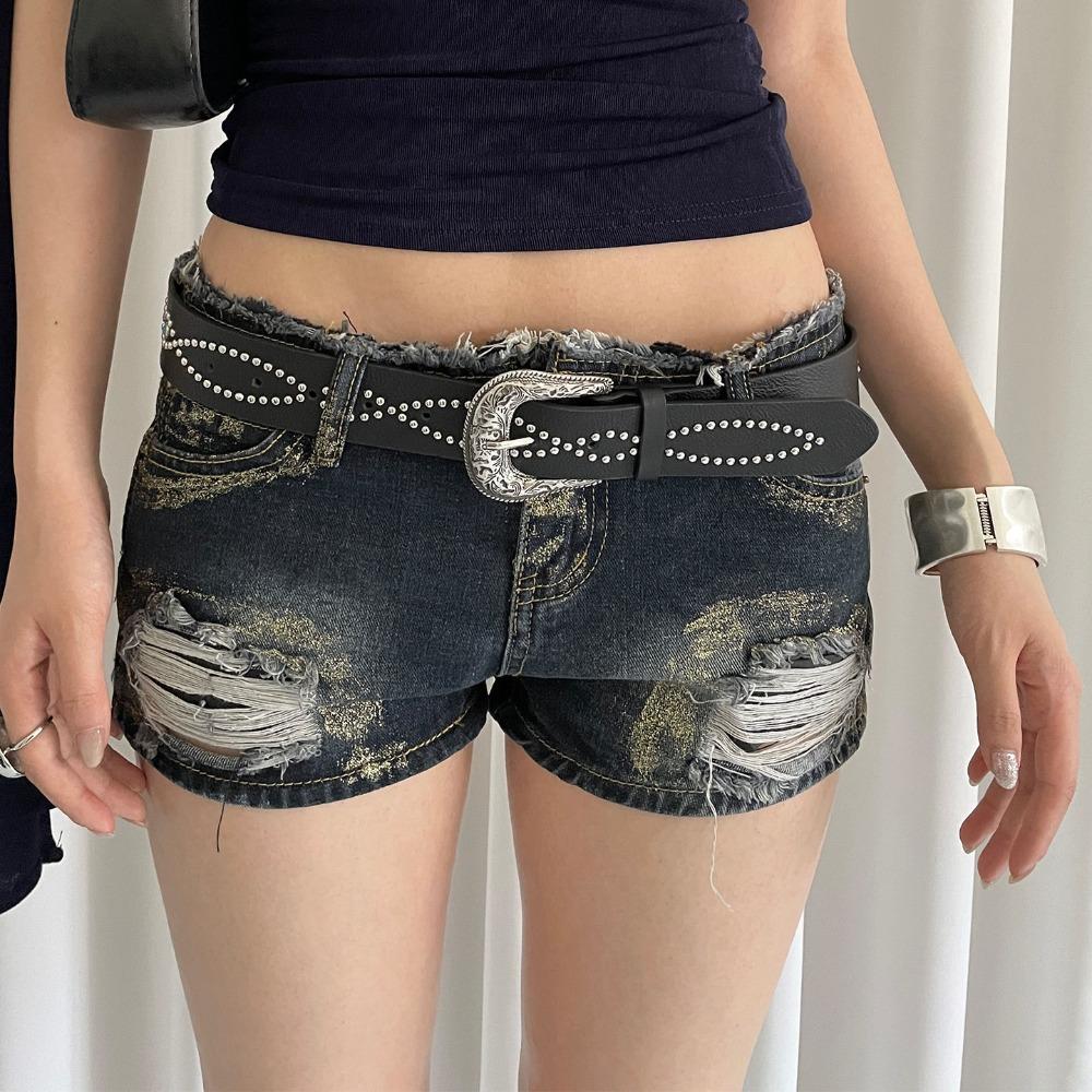 Vintage Women Rivet Belt Y2k Punk Style Belt Adjustable Wide Leather Waistband  Spicy Girls