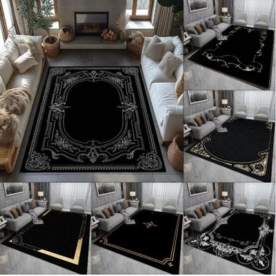 Dywan Vintage Turecki Gotycki Bohemski Obszar Salon Sofa Sypialnia Rustykalny Wystrój Czarny Dywan Dekoracja Domu Dywan Retro