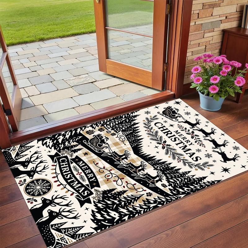 Alfombra Cuadrada Estampada Navideña Suave Antideslizante Para Dormitorio Regalo Navideño