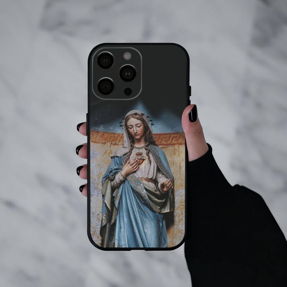Virgin De Guadalupe Phone Case For iPhone 17pro,16,15,14,13,12,11 Plus,Pro Max,XS,Soft Silicone Black Cover