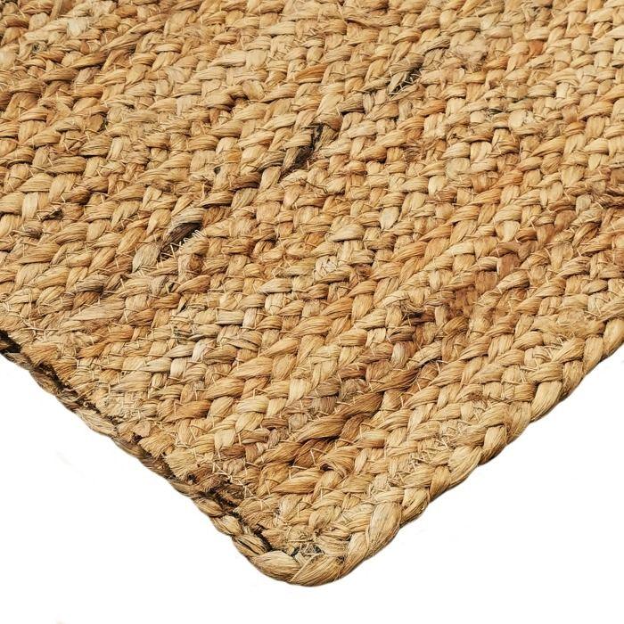 Living Room Rug In Hand-braided Jute Natural Lines 300x400