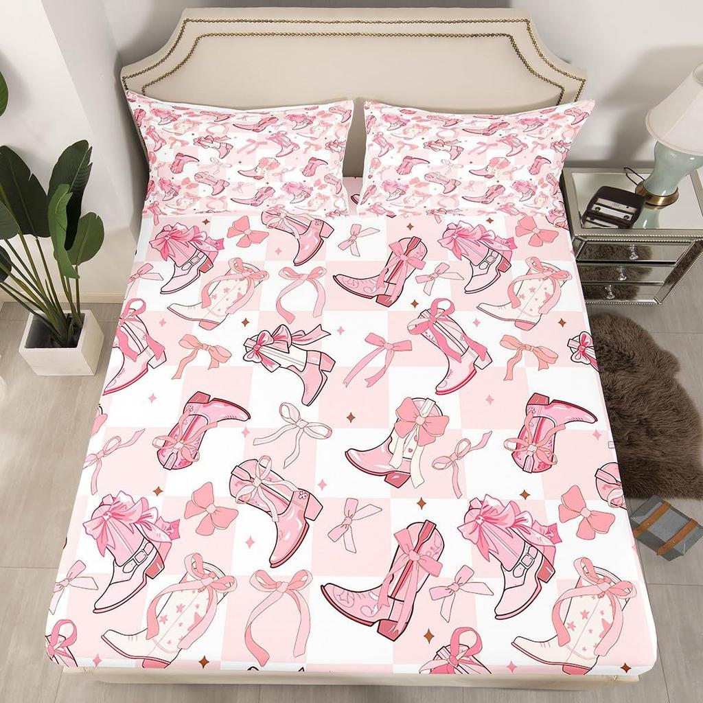 Denim Boots Pattern Sheet Three-Piece Digital Printed Sheet Bedding Set Adult Children
