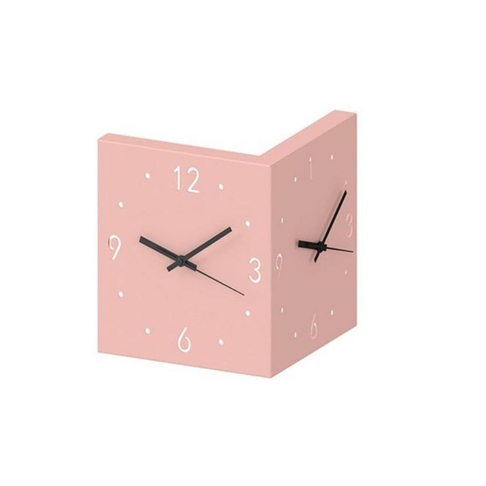 Non Ticking LED Corner Wall Clock Square Shape Metal Frame Double Sided Wall Clock Hollowed Out Inductive Luminous