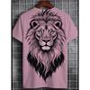 Casual Men T-Shirt Majestic Lion Head Portrait 3D Print Creative Short Sleeve Round Neck Summer Harajuku Style Tee Tops Loose Male Clothing Clothes