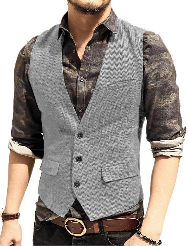 Men's Slim Fit Single-Breasted Casual Vest - Ideal for Groom and Groomsmen