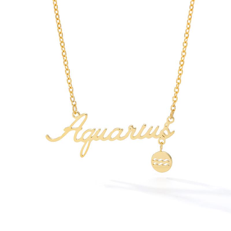Twelve Constellations Gold Stainless Steel Necklace - Zodiac Pendant