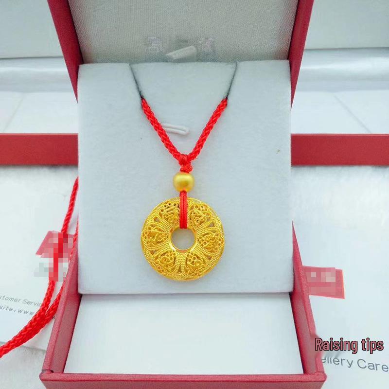 Vietnamese Gold Openwork Mantra Necklace - Handcrafted Braided Rope Chain, Ancient Style, Couples' Retro Gift.