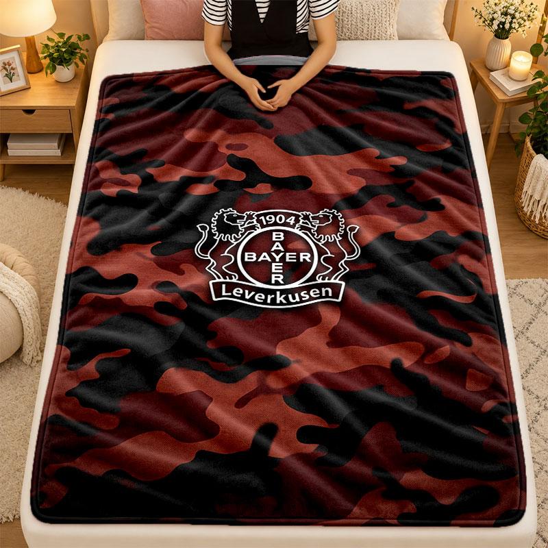 Flannel BlanketBayer Leverkusen Football Warm Soft Throw Blanket for Indoor Sofa Bed Living Room Use