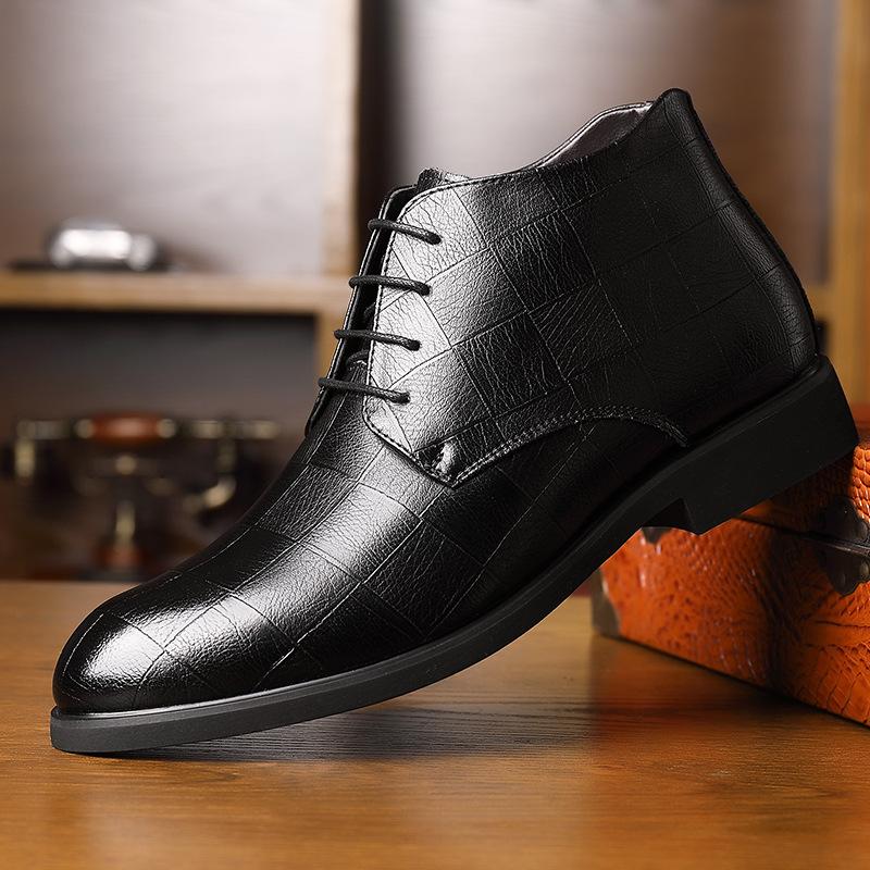 Men's cotton shoes winter velvet warm business dress cotton leather shoes men's shoes British high-top leather shoes men's
