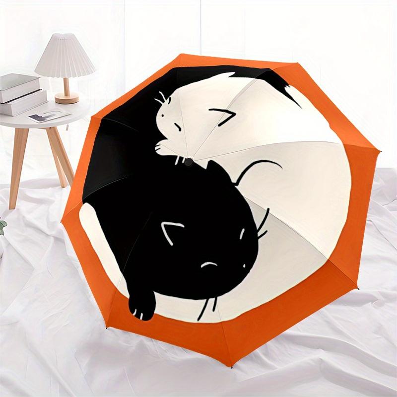 

1pc Cats YinYang Automatic Open 8-Rib Windproof Umbrella, Travel & Commuting, Suitable for All Seasons, Lightweight Portable 071