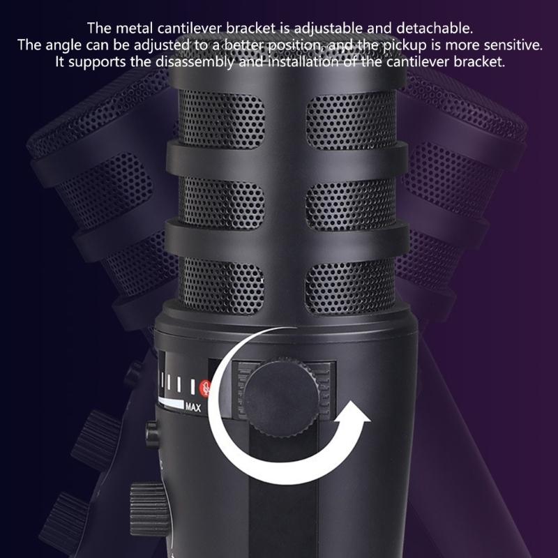 Professional Studio Quality USB Microphone with Double Connectivities for Clear Sound Recording Offering Versatility