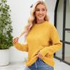 Popular twist casual solid color crew neck sweater, lazy style autumn and winter new loose pullover knitted sweater