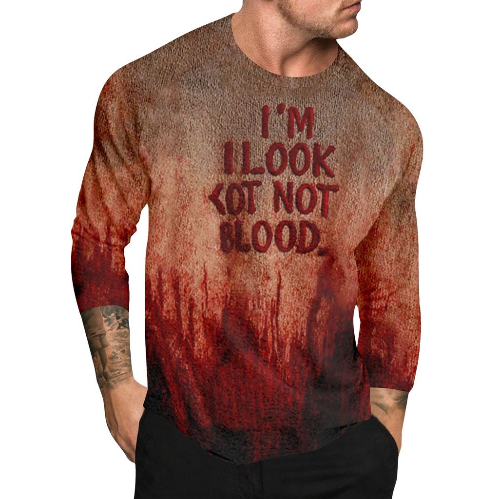 Pánský top s dlouhým rukávem s raglánovými rukávy a halloweenským potiskem