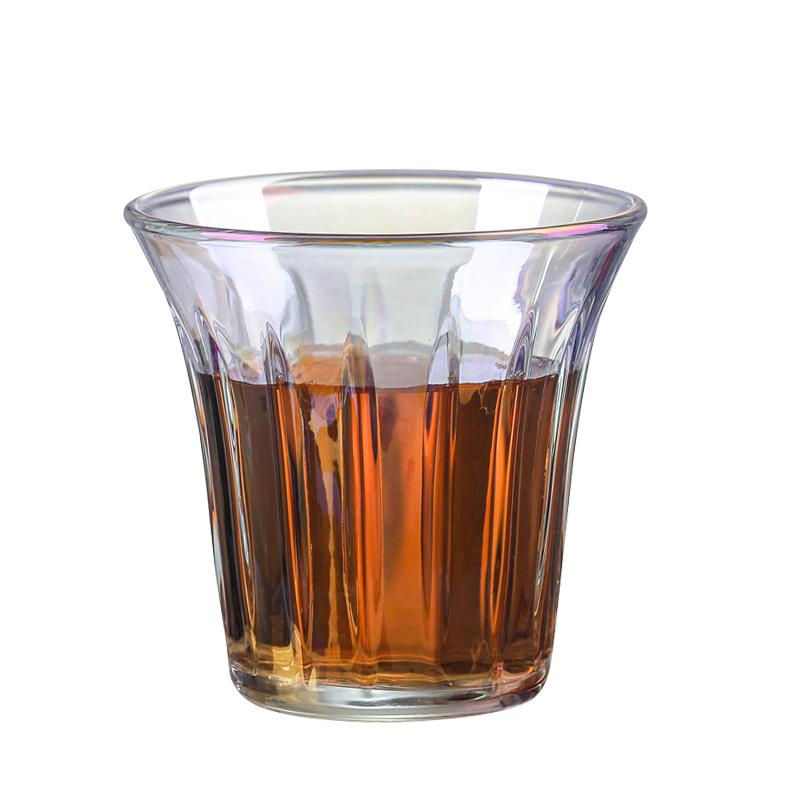 Электролитически покрытая цветная стеклянная чашка для кофе латте, можно нагревать в микроволновой печи, высокоборосиликатное стекло 150ml