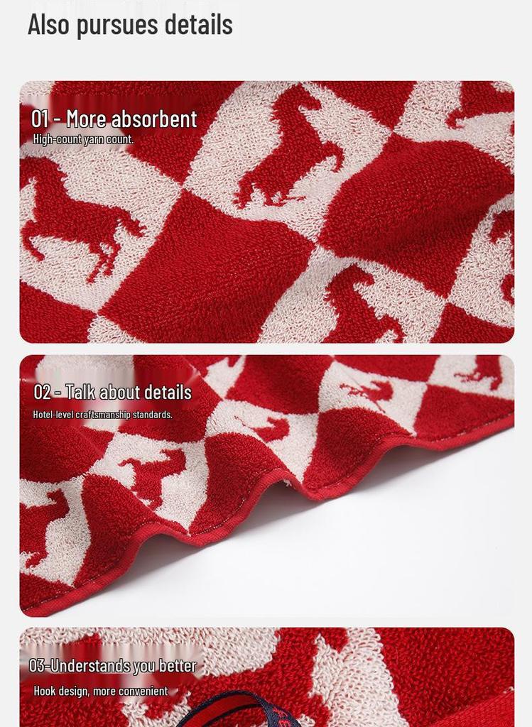 Chinese Zodiac Dragon Horse Red Towel: Soft, Absorbent Face Wash & Gift Towel