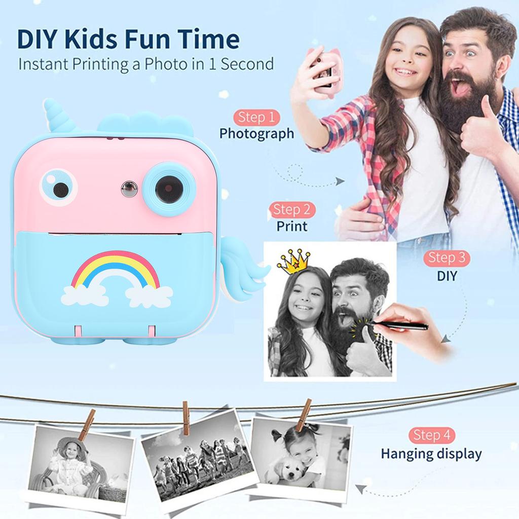Kids Instant Print Camera 2.4inch HD Digital Video Children Camera with Printing Paper App Support for 3 14 Years Old