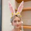 Flower Rabbit Hair Band Plush Rabbit Ear Hair Ornament Funny Mid-Autumn Festival Headband  Festival