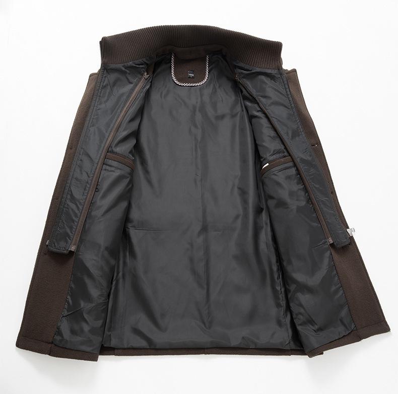 Men's Autumn/Winter Double Collar Wool Overcoat - Cold-Resistant, Fashionable Business Outerwear