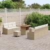 Ensemble de Canapés de Jardin de 10 pièces avec Coussins Beige en Rattan Acacia, Canapé de Jardin 2 places avec Rangement 3364566
