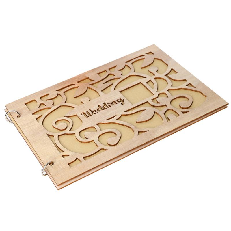 Boxwood Wedding Guestbook Notepad Hollow Design Rustic Style Memorial Sign-in Book 20 Inner Pages