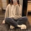 Autumn/Winter Coral Velvet Pajamas for Women Warm Casual Flannel with Velvet Thickened Can Be Worn Outside The Home Suit