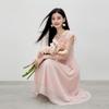 Women's Elegant Ruffle Sleeve High-Waist A-Line Midi Dress