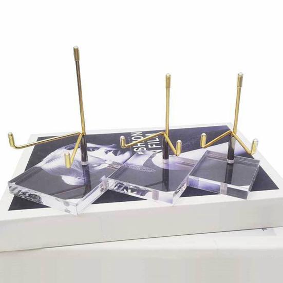 Display Stand Adjustable Metal Display Rack with Clear Acrylic Base for Collections Craft Plate Jewellery
