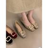 Autumn Metal Square Buckle Light Mouth Single Shoes Thick Heel Square Head Commuter Mary Jane Shoes