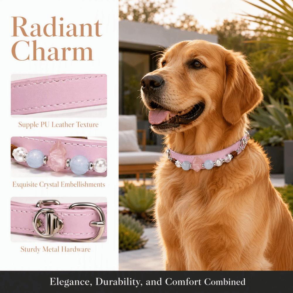 Crystal Stone Leather Pet Collar Adjustable Dog Collar Exquisite Cat Collar  Puppy