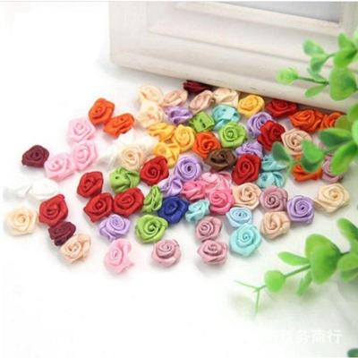 50pcs 1Cm 1.5Cm Mini Handmade Ribbon Rose Diy Hair Accessories, Accessories, Ribbon Decorative Flowers