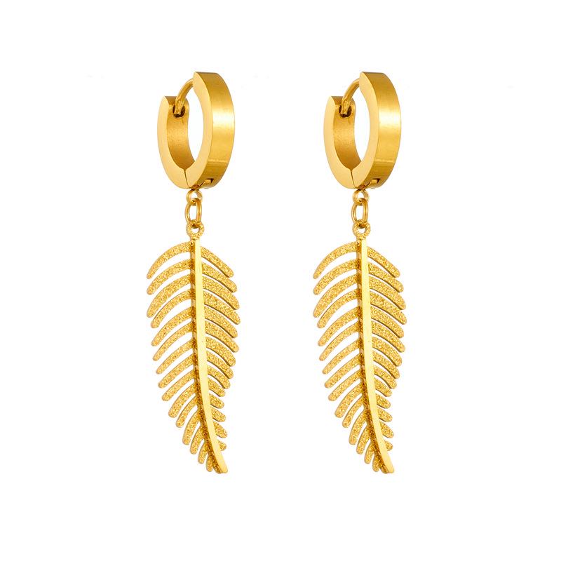 

Минималистичные серьги-подвески из титановой стали в виде перьев - Европейский и американский дизайн