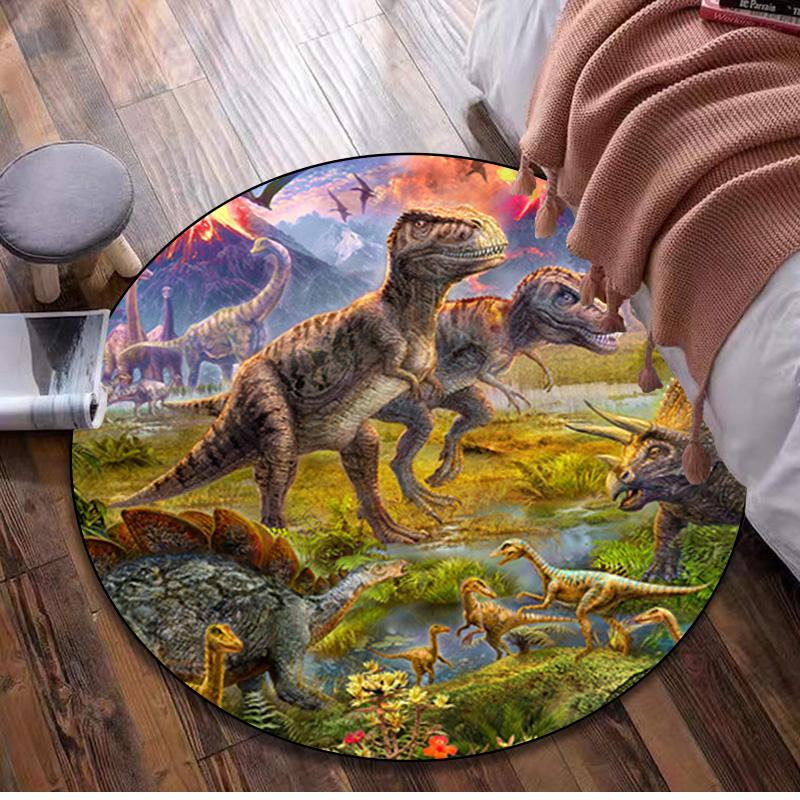 Dinosaurs Circular Rug - Office Decorative Carpet For Living Room Bedroom Door Mat Floor Rug Computer Chair Area Rug