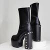 Eilyken Autumn Winter Solid Platform Rivet Zipper Women Ankle Boots Punk Style Round Toe High Heels Nightclub Prom Shoes