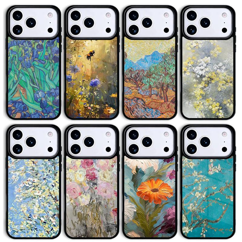 Oil Painting Boho Flower Art Mobile Phone Case for IPhone 17 AIR 16pro Max 15 14 13 12 11 Bumper Cover
