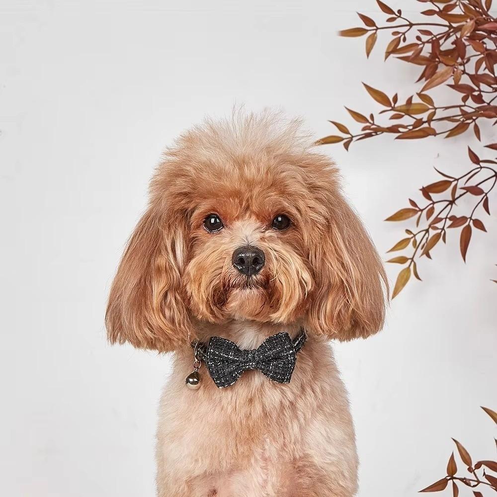 Cute Adjustable Cat Collars with Bell Removable Bowtie Puppy Collar Plaid Pattern Plaid Cat Collar for Kittens and Puppy