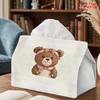 2D Flat 1pc, Tissue Box. Bear with Bow Pattern Napkin Dispenser, Reusable, Daily Desktop Tissue Organizer, Suitable for Kitchen Living Room Bedroom Ba