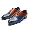Hochwertige Herren-Hochzeitsschuhe Echtes Leder Spitzschuh Schnürschuhe Braun Blau Party Dinner Oxfords Formelle Schuhe für Herren