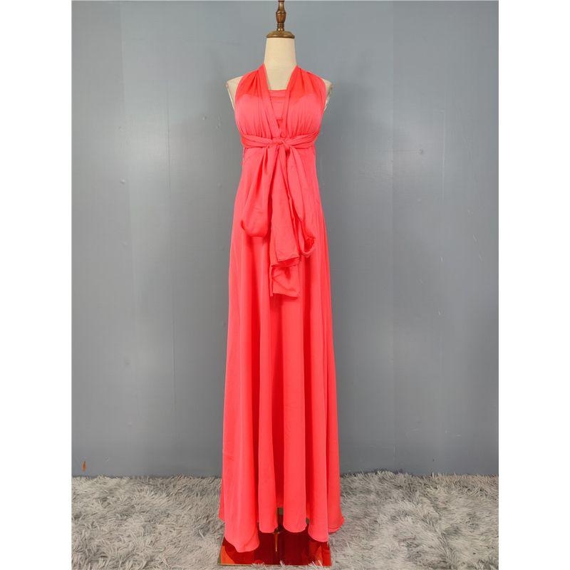 

Foreign Trade Order French style Romantic High-Grade Bandage Birthday Backless Socialite Temperament Dress Multi-Tied Way of Dressing Plus size Orange Red X L(42)