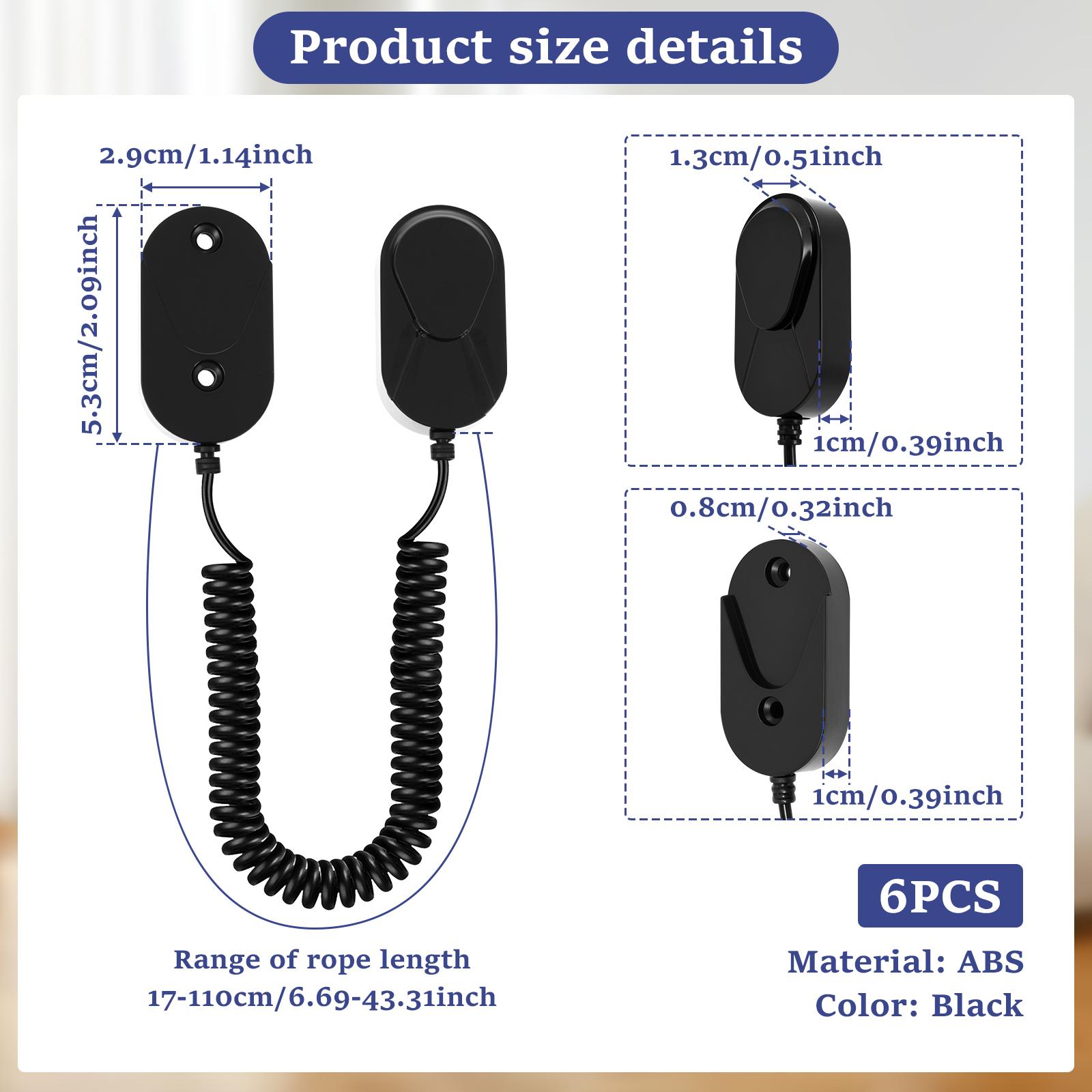 6Pcs Magnetic Remote Control Holder ABS Wall Mounted TV Air Conditioning Remote Control Storage Organizer with Spring Rope