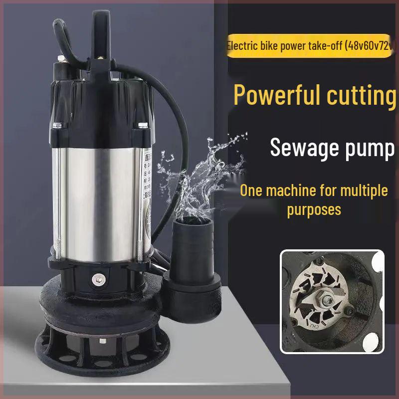 Universal Voltage DC Brushless Septic Tank Cutter Submersible Sewage Pump for Electric Vehicles (48V, 60V, 72V)