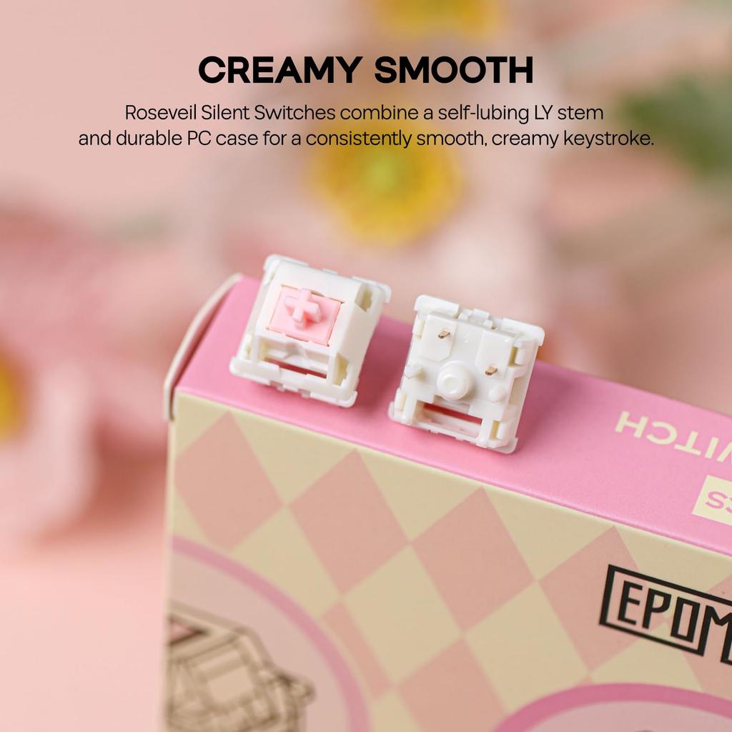 EPOMAKER Roseveil Silent Keyboard Switch for Mechanical Gaming 30PCS Silent Linear PC LY MX Keycap Compatible Silent Keyboards, 5-Pin Axis, 32gf,