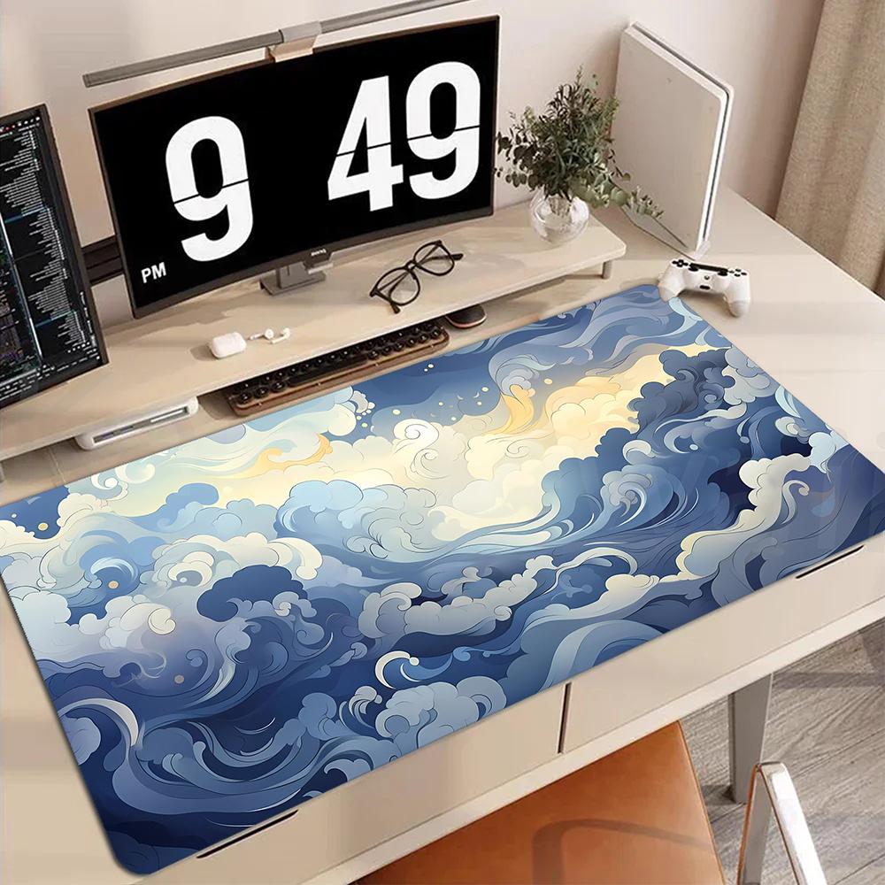 Japanese Great Off Wave Mouse Pad Gaming Mouse Mat Large Mousepad Rubber Deskmat Company Desk Pad Big Mousepads 900x400mm