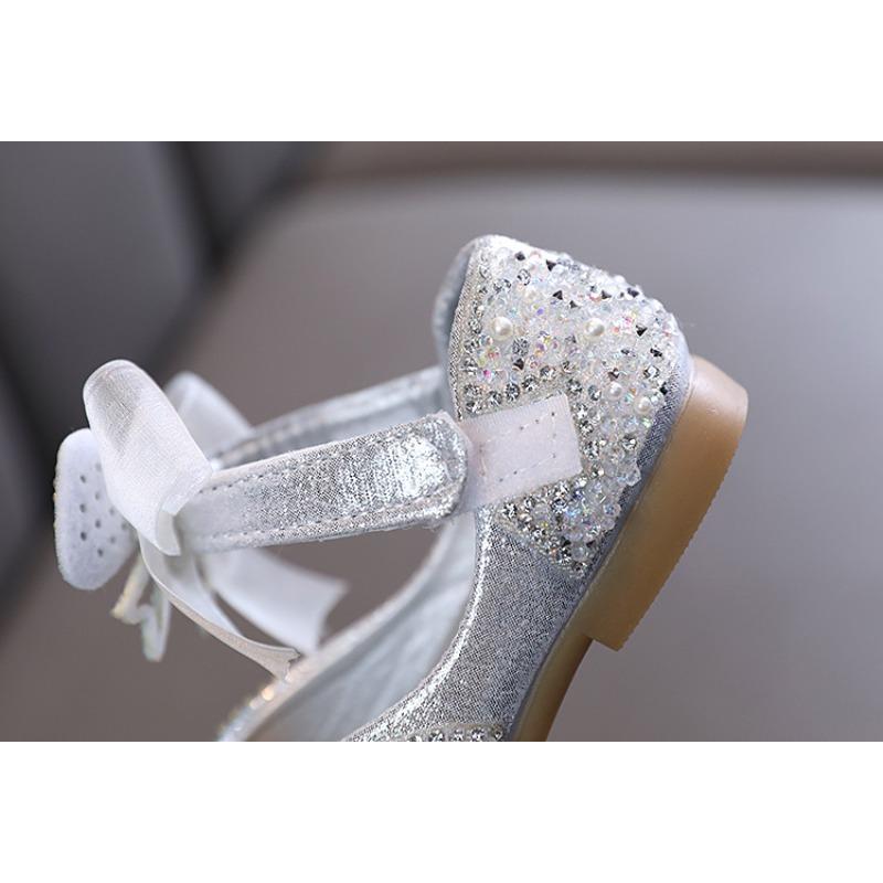 Summer new Korean style girls' princess little girl bow strap leather single shoes