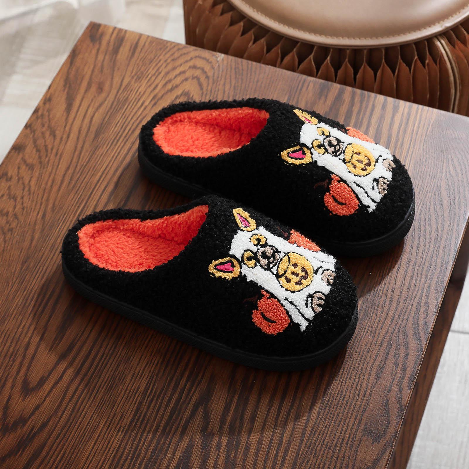 Halloween Women s Warm Plush Cotton Slippers Home Comfortable Closed Toe Open Heel Soft Boot Slippers for Women Indoor Outdoor 36