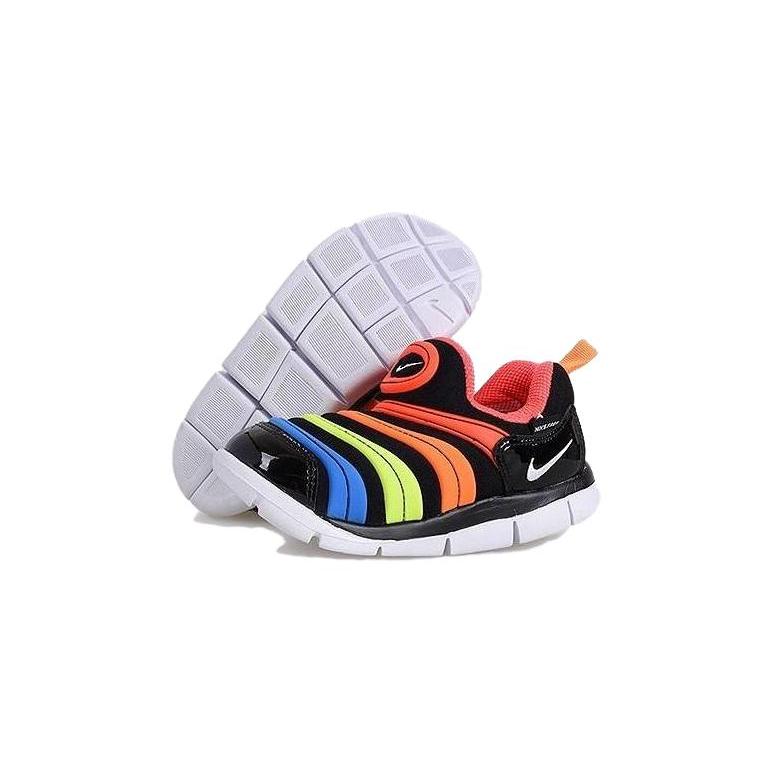 Nike Dynamo Free Comfortable Slip Resistant Cushioning Abrasion Resistant Low Top Toddler Shoes Black Red Blue 343938-018